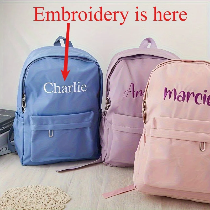 Customized Name Personalized Nylon Backpack Lightweight Practical Bag, Ideal Gift for School Season Daily Use Outdoor Activities