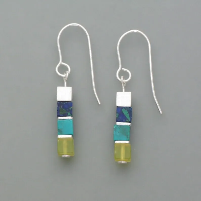 Cube Earrings Turquoise