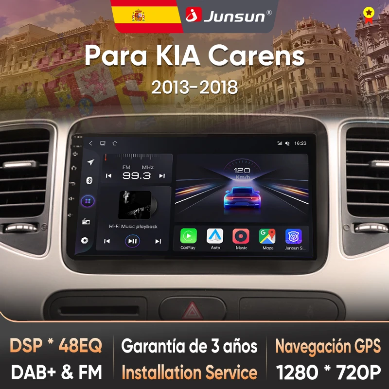 Junsun Radio Voz AI für Kia Carens 2013 2014-2018 Kabelloses CarPlay Android Auto Autoradio 2DIN mit Bluetooth DAB+ GPS RDS