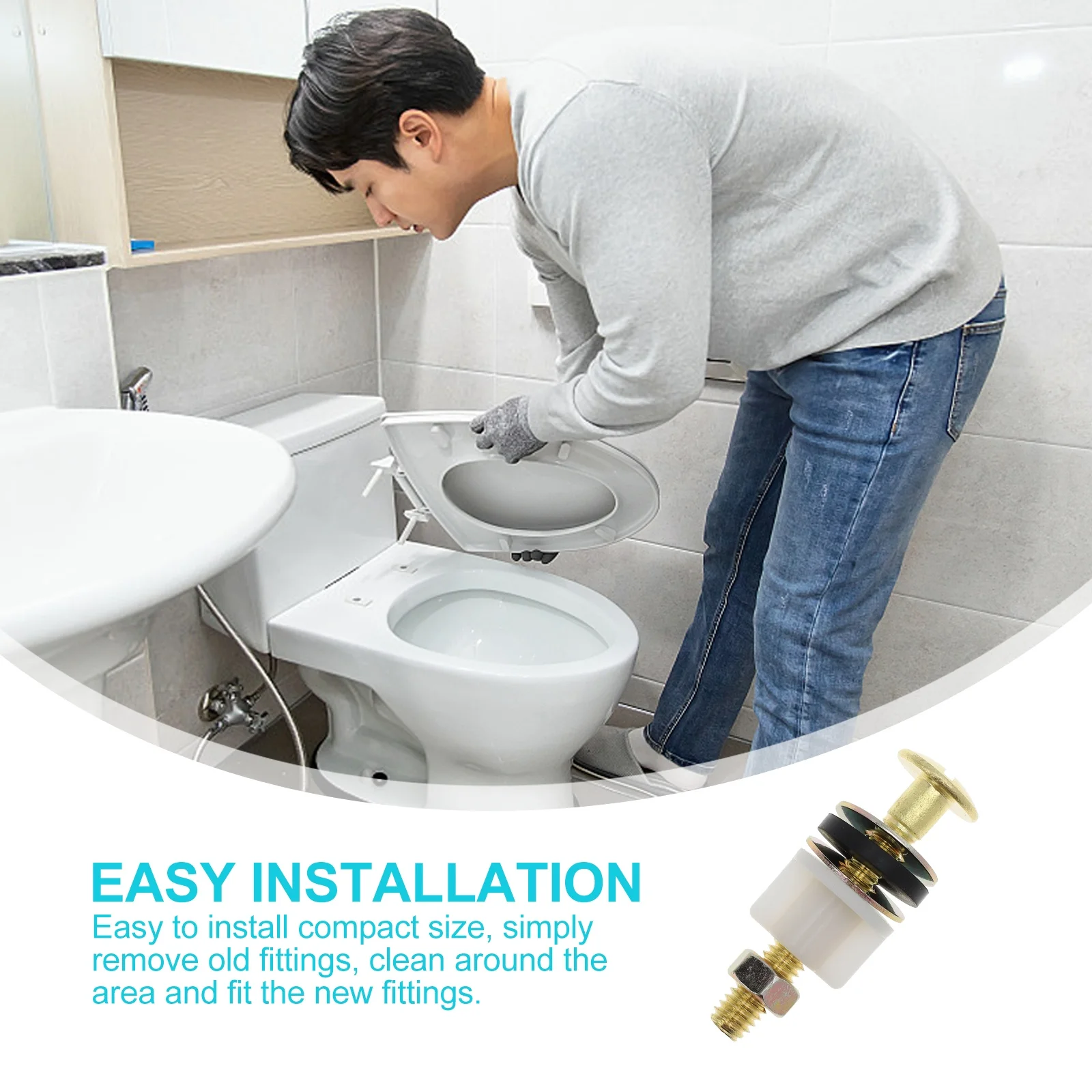 

2Pcs Toilet Seat Bolts Screws Universal Durable Fixing Accessories for Most Toilets Easy Installation Toilet Seat Fixing Screws