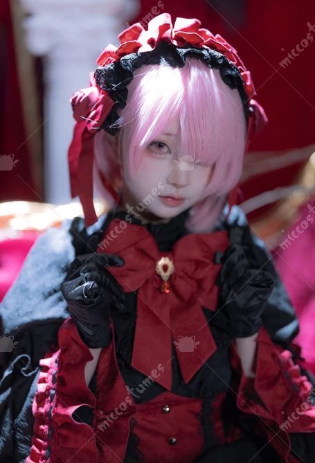Miccostumes Women's Ram Lolita Cosplay Costume Gothic Black and Red Halloween Lolita Dress Cosplay Costume Dress view 4