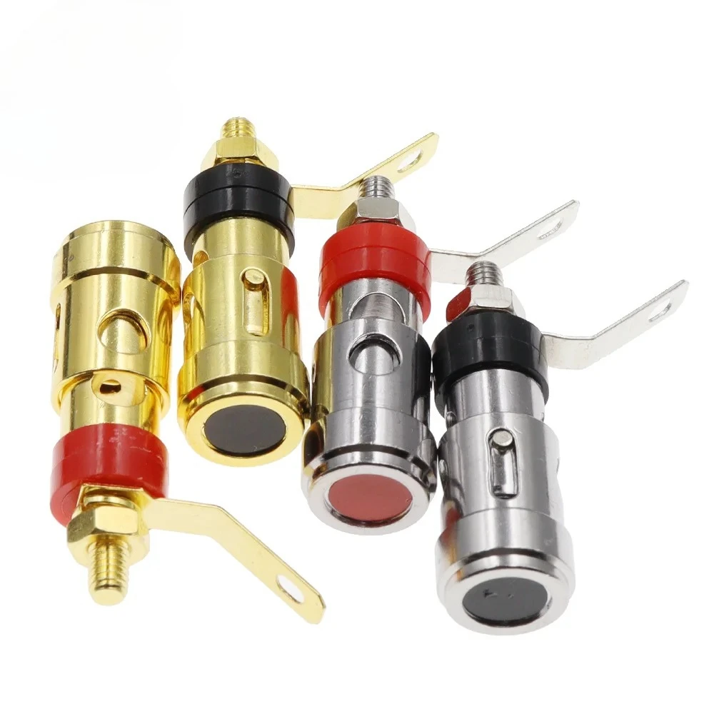 2PCS Gold-plated push-Type Spring Terminal Speaker Amplifier Spring Self-Locking Socket Push-Type Terminal