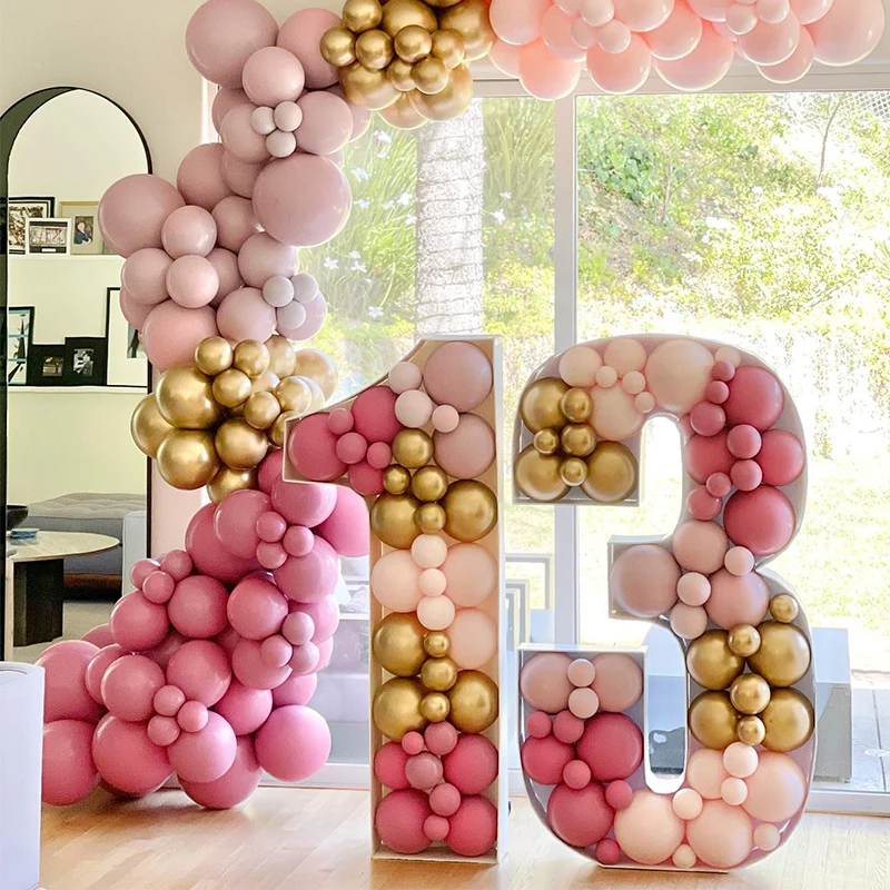 100cm/73cm Giant Number 1 2 3 4 5 Balloon Blank Filling Box Mosaic Frame Balloons Stand Wedding Birthday Party Decorations Kids