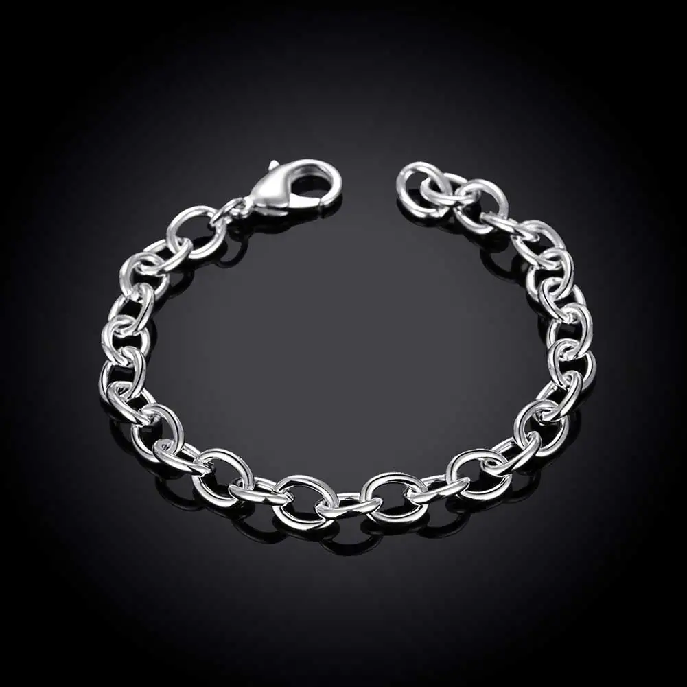 925 Sterling Silver Bracelet Popular Hot Selling Men's and Women's Jewelry Wedding Accessories Shrimp Buckle Thick Bracelet