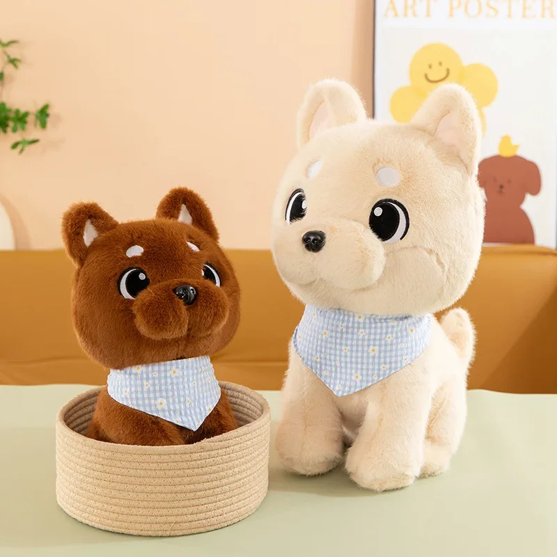 새로운 큰 눈의 애완동물 시바 이누 봉제 인형 부드러운 앉은 자세 만화 강아지 인형 따뜻한 포옹 동물 인형 어린이 생일 선물