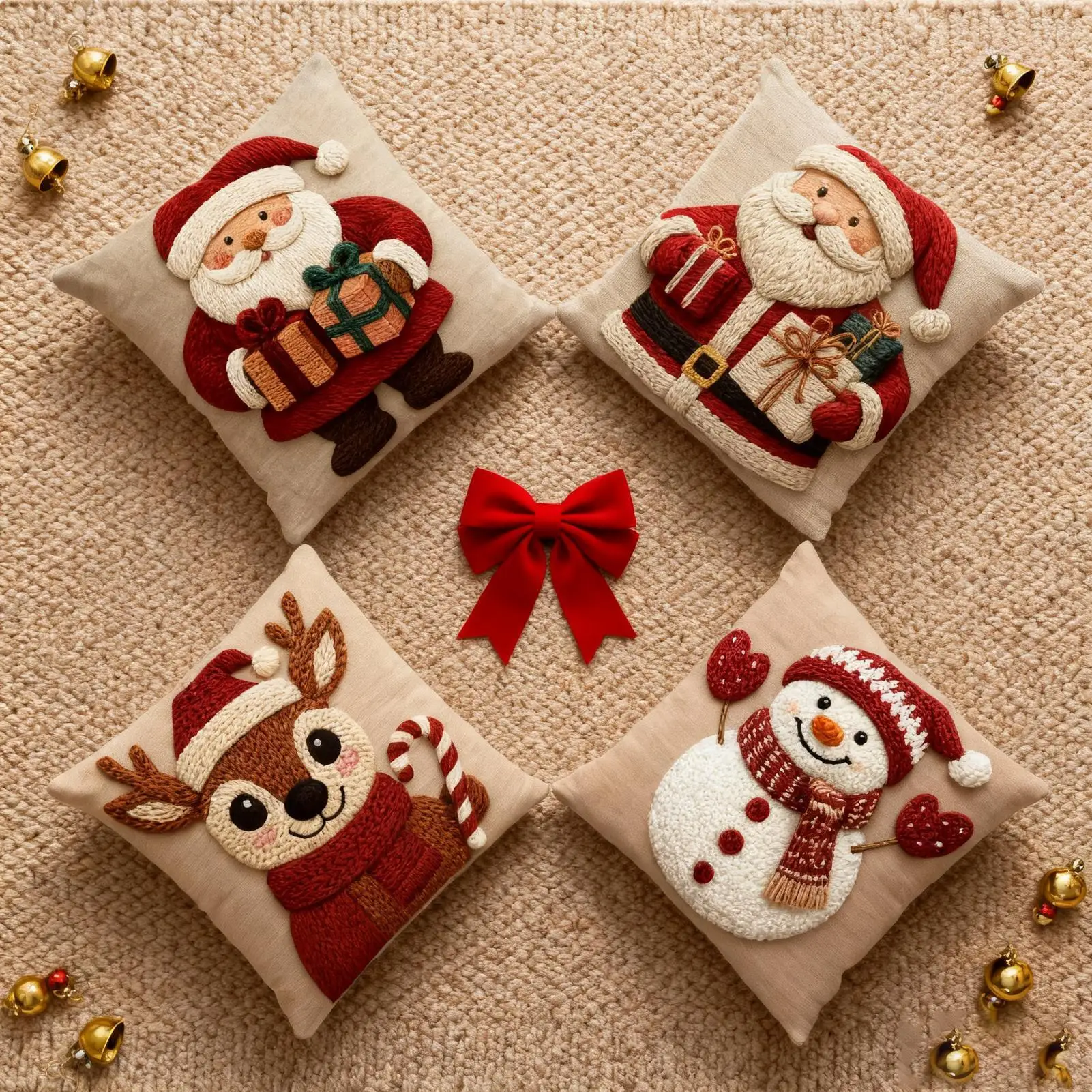 

4 piece universal Christmas pillowcase autumn decorative pillowcase imitation embroidery 3D printed linen pillowcase
