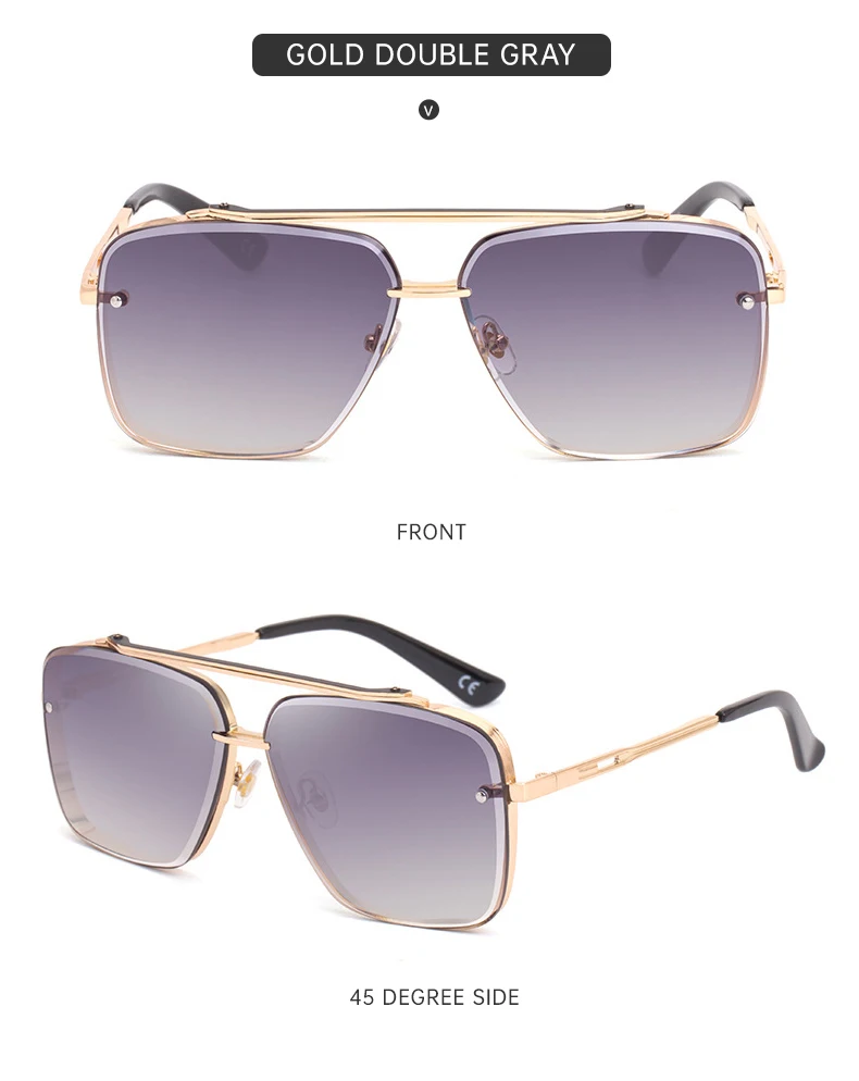 Übergroße Quadratische Randlose Sonnenbrille für Herren 2026 Luxusmarken-Designer Vintage Rahmenlose Sonnenbrillen für Männer Retro Eyewear Shades – Detail 16