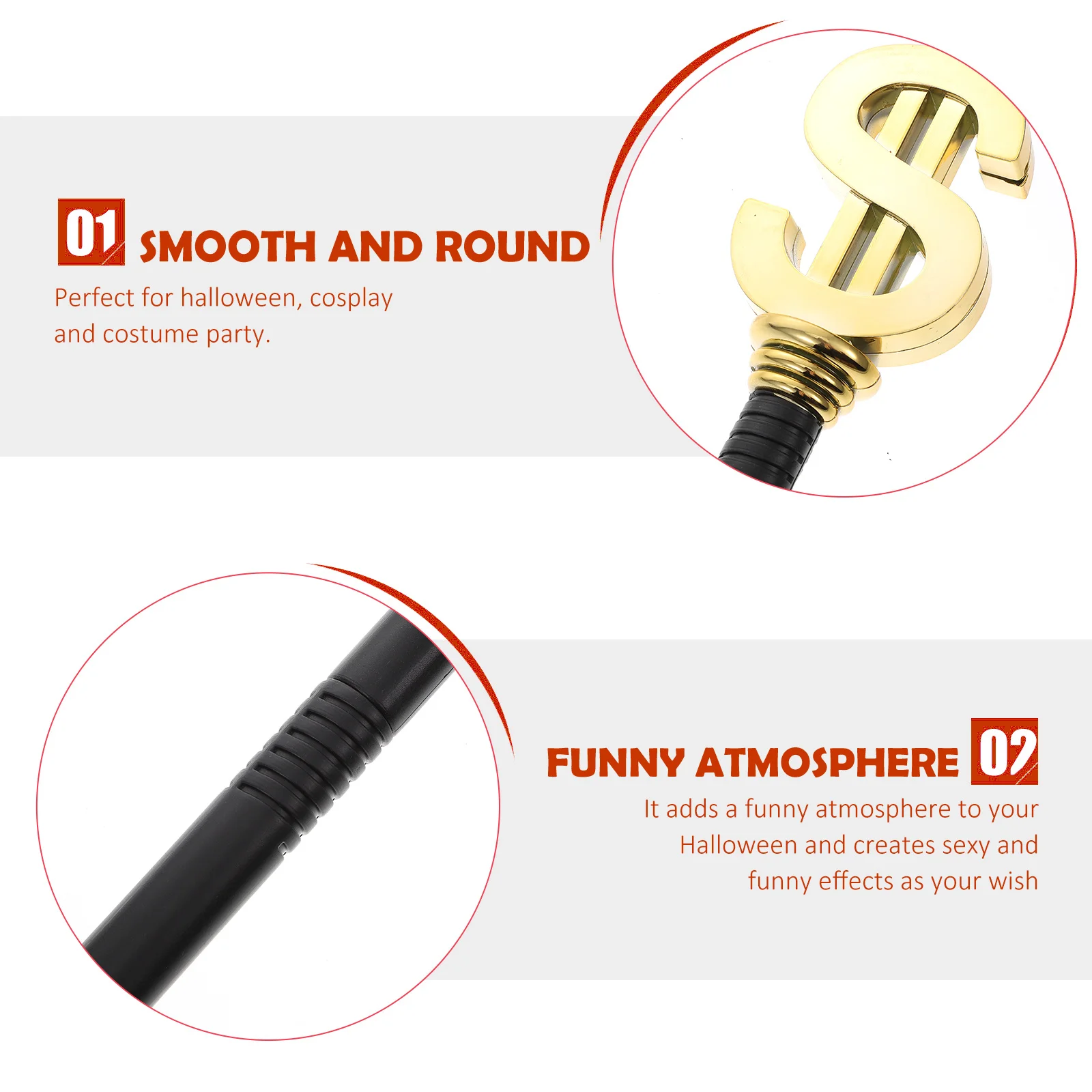 Scettro per cartello da dollaro, accessorio per costume, tre sezioni, in plastica durevole, per cosplay di Halloween, accessorio per spettacoli teatrali