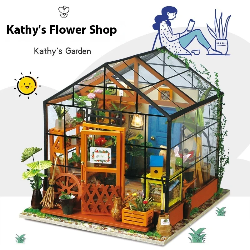 

3D jigsaw puzzle assembly model, handmade DIY cottage, birthday gift for girls, creative Casey flower room, decompression