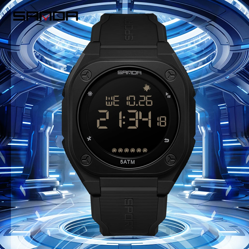 

SANDA 6303 Outdoor Sports Fashion Electronic Watches for Man Calendar Luminous Waterproof Silicone Strap Men Digital Wrsitwatch