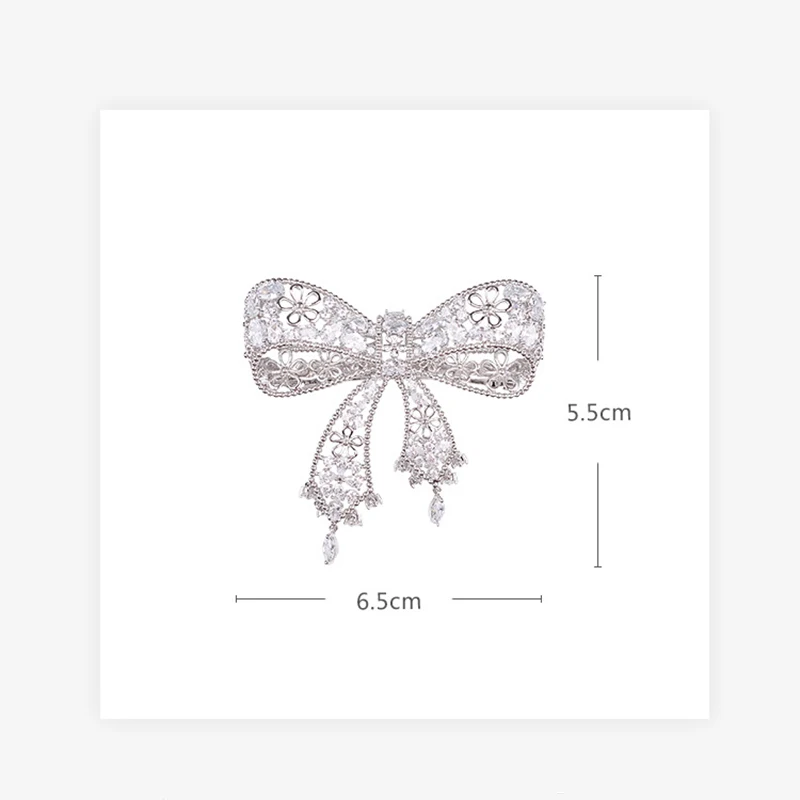 SENYU Luxury Bowknot Hairpins Beautiful Mini Zirconia Micro-inlay Lace Hollow Hairclip Fashion Hairband Wedding Bridal Jewelry