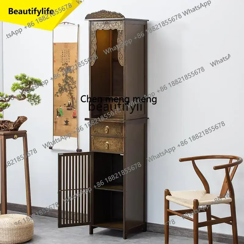 ss 8617  Buddha Niche New Chinese Style Clothes Closet Household Buddha Cabinet with Door Altar Tribute Table Incense Burner Tab
