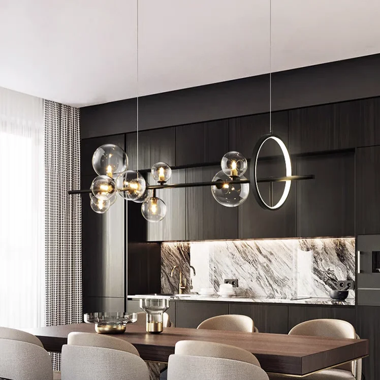 Lámpara colgante de frijol mágico de varias cabezas de cristal nórdico, luces LED largas modernas y simples para dormitorio, comedor, decoración del hogar de diseño
