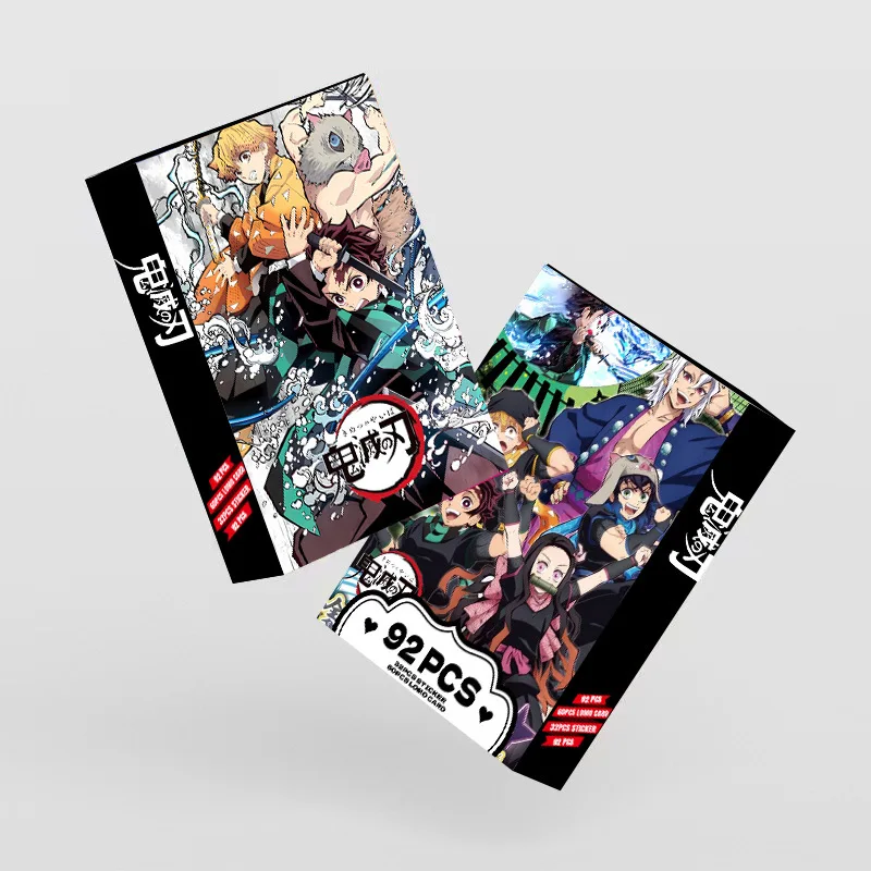 92Pcs Anime Demon Slayer Collection Card  with Stickers Cartoon Nezuko Tanjiro Lemo Cards Collections Cards Gifts Toys view 4