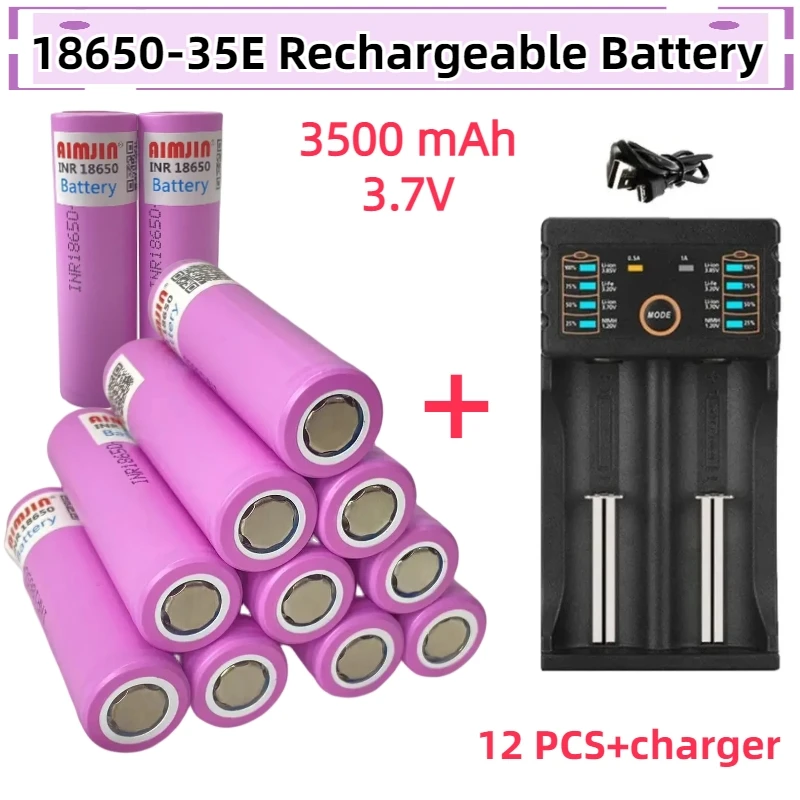 

3.7V 3500mah 18650 Battery For Samsung 35E INR 18650 20A Lithium Lon Battery Replacement External Battery+Charger