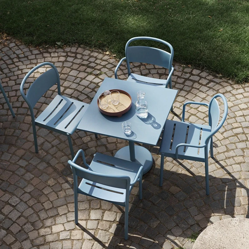 All aluminum metal iron outdoor table and chair combination with milk tea coffee shop, internet celebrity courtyard terrace,