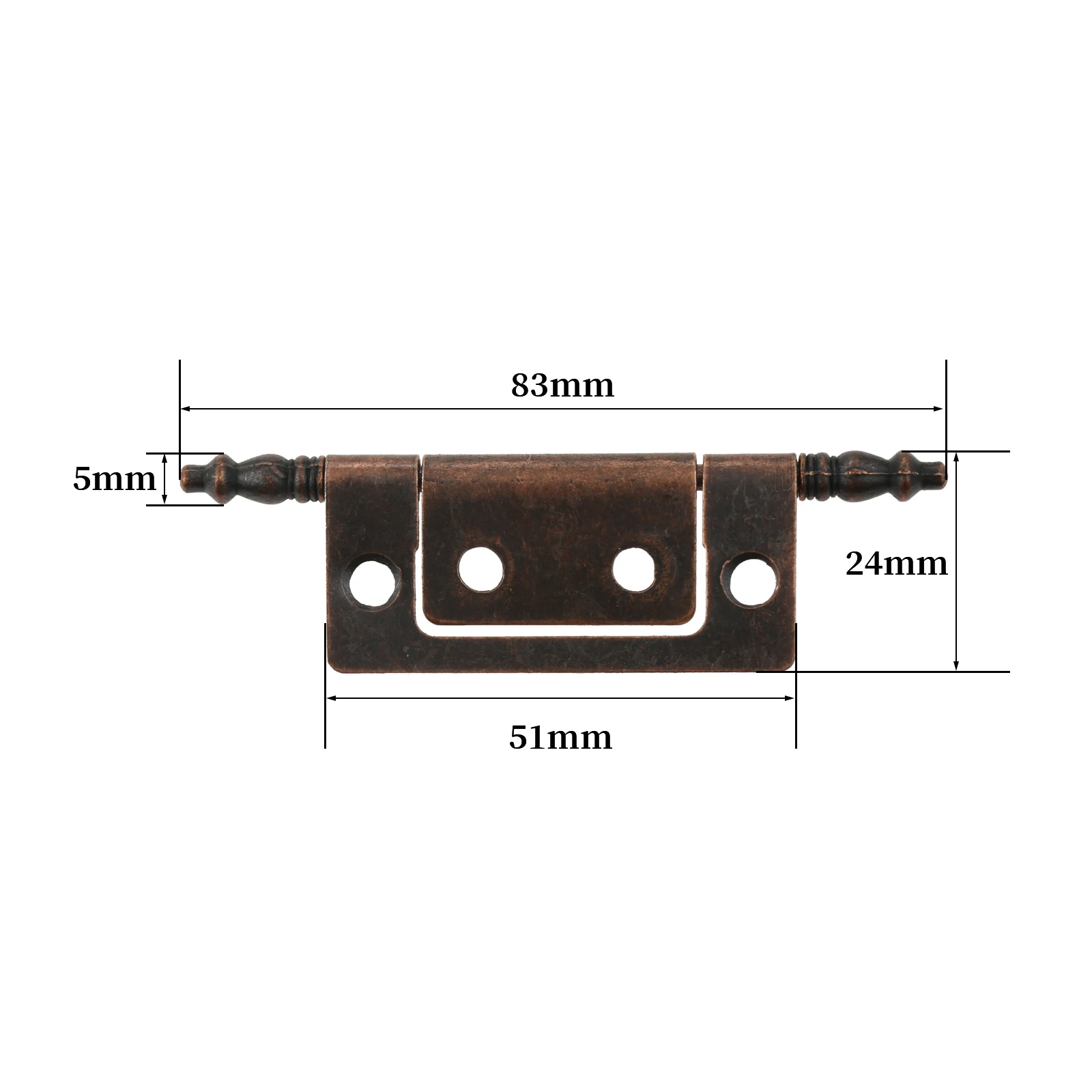 4Pcs 83*24mm Antique Bronze Crown Head Hinges 6 Holes Jewelry Gift Box Decorative Hinge for Cabinet Furniture Fittings w/ Screws