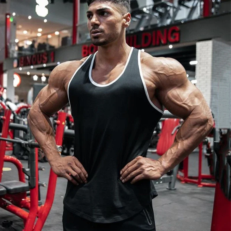 Herren Fitness Casual Plain Gym Bodybuilding Muskel Unterhemden Ärmellose Tank Tops Sommer Baumwolle Atmungsaktive Sport Jogging T-Shirts