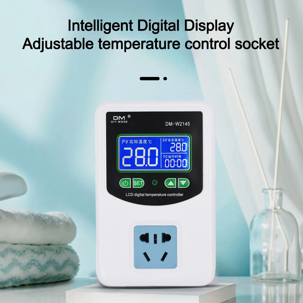 AC 110-220V Digital Temperature Controller LCD Thermostat Regulator Socket 1500W 20A Heating Cooling Control Instrument