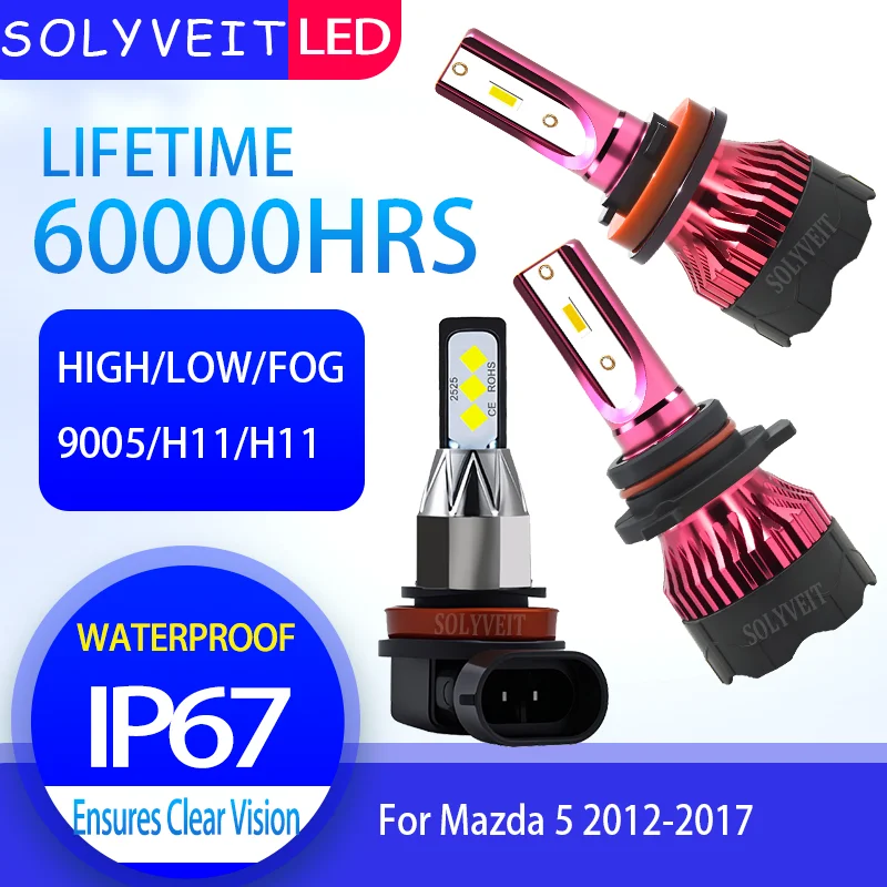 

Enhanced Brightness High-Intensity Waterproof 9005 H11 H11 LED Headlight foglight For Mazda 5 2012 2013 2014 2015 2016 2017