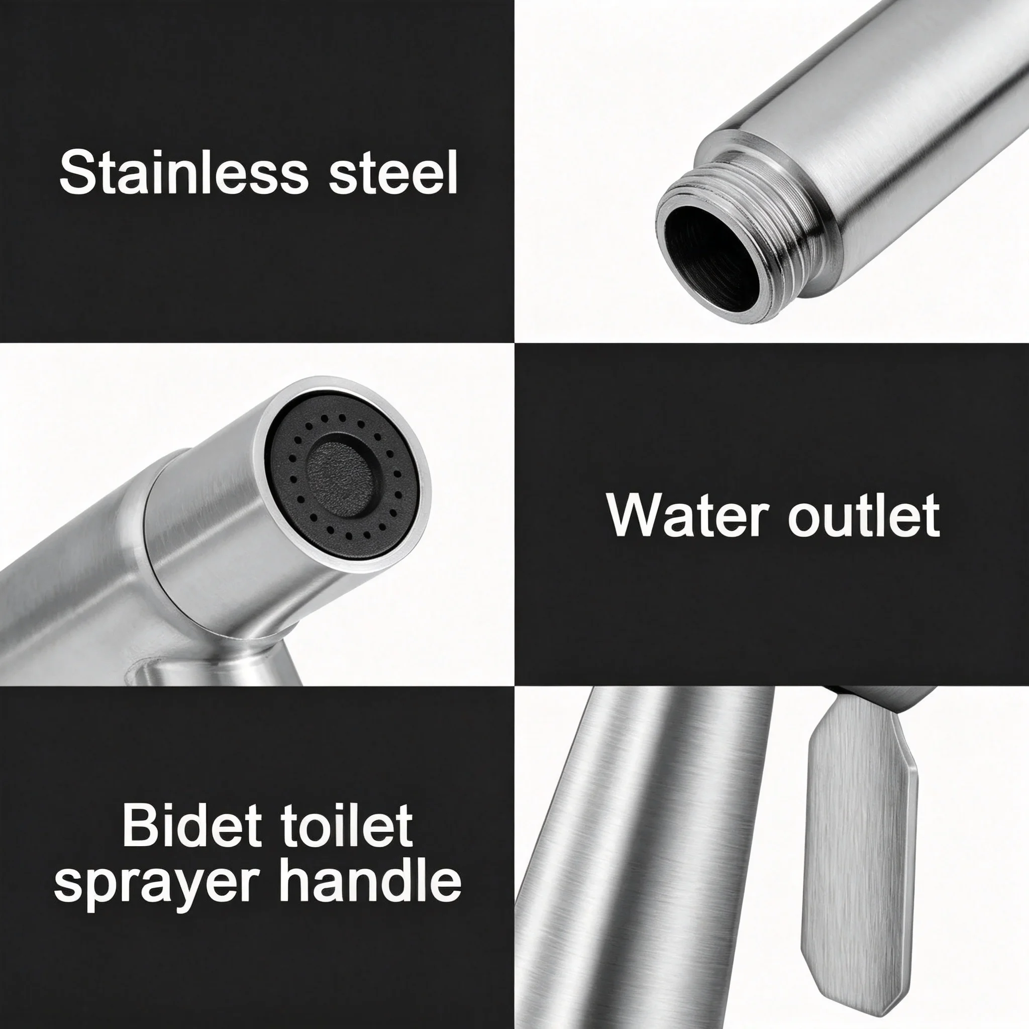 Badezimmer Edelstahl-Handbrause für Toiletten-Bidet, Gebürsteter Edelstahl-Handduschkopf – Detail 3