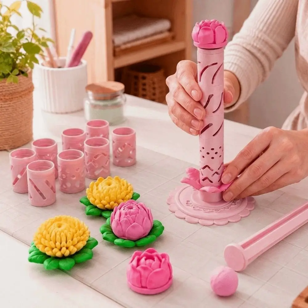 3D Printed Modular Clay Bloom Maker Modular Reusable Polymer Clay Flower Shaper Hand DIY Easy-Press Petal Mold Set Clay Projects