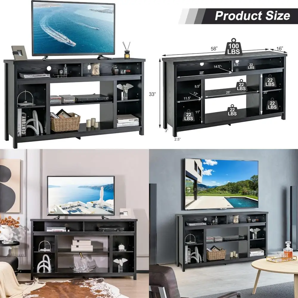 

Contemporary TV Stand with Adjustable Shelf and Cable Management for TVs up to 65 inches