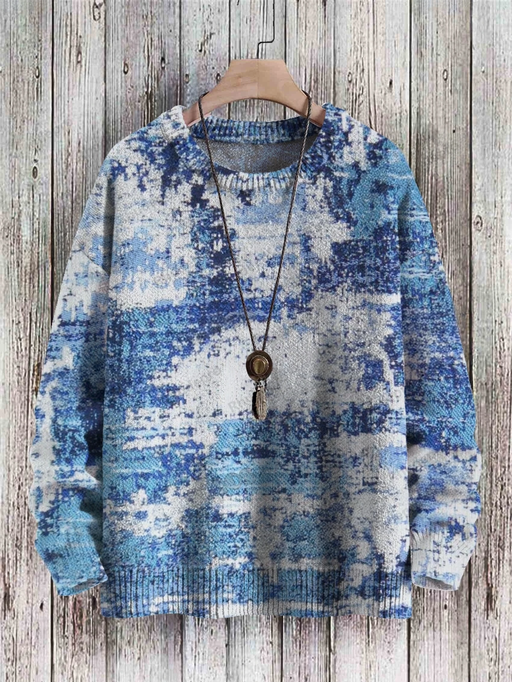 Moon Raven Art 2027 Retro Eagle Pattern 3D Printed Men's Knitted Pullover Winter Unisex Casual Warm Knit Pullover Sweater