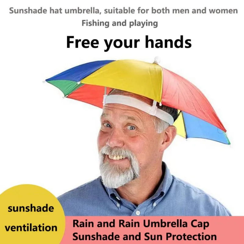 Camping, Hiking, Fishing, Plus Size Sun Hat Umbrella, Breathable Sun Hat, Head Mounted Umbrella, Foldable Portable Umbrella