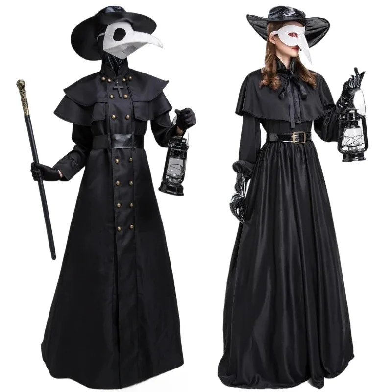 

XS-5XL Plus Size Halloween Medieval Plague Doctor Costume Steampunk Nurse Bird Beak Playsuit Carnival Cosplay Fancy Party Dress