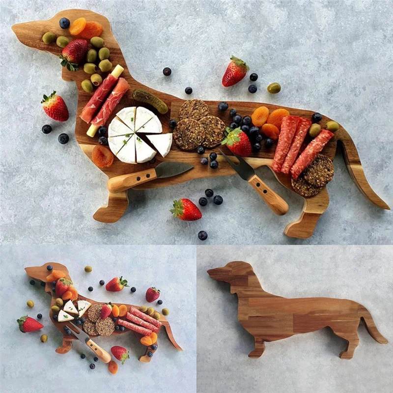 15.7 Inch Dachshund Dog Dinner Plate Cheese Board Cutting Charcuterie Board Cute Christmas DinnerJAS