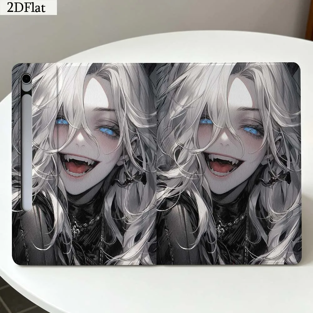Cartoon Silver Hair Girl For Samsung Galaxy Tab S11 S10 S9 S8 S7 S6 A11 A10.1 A9 A8 A7 Ultra FE Plus Soft Tablet Case Gift