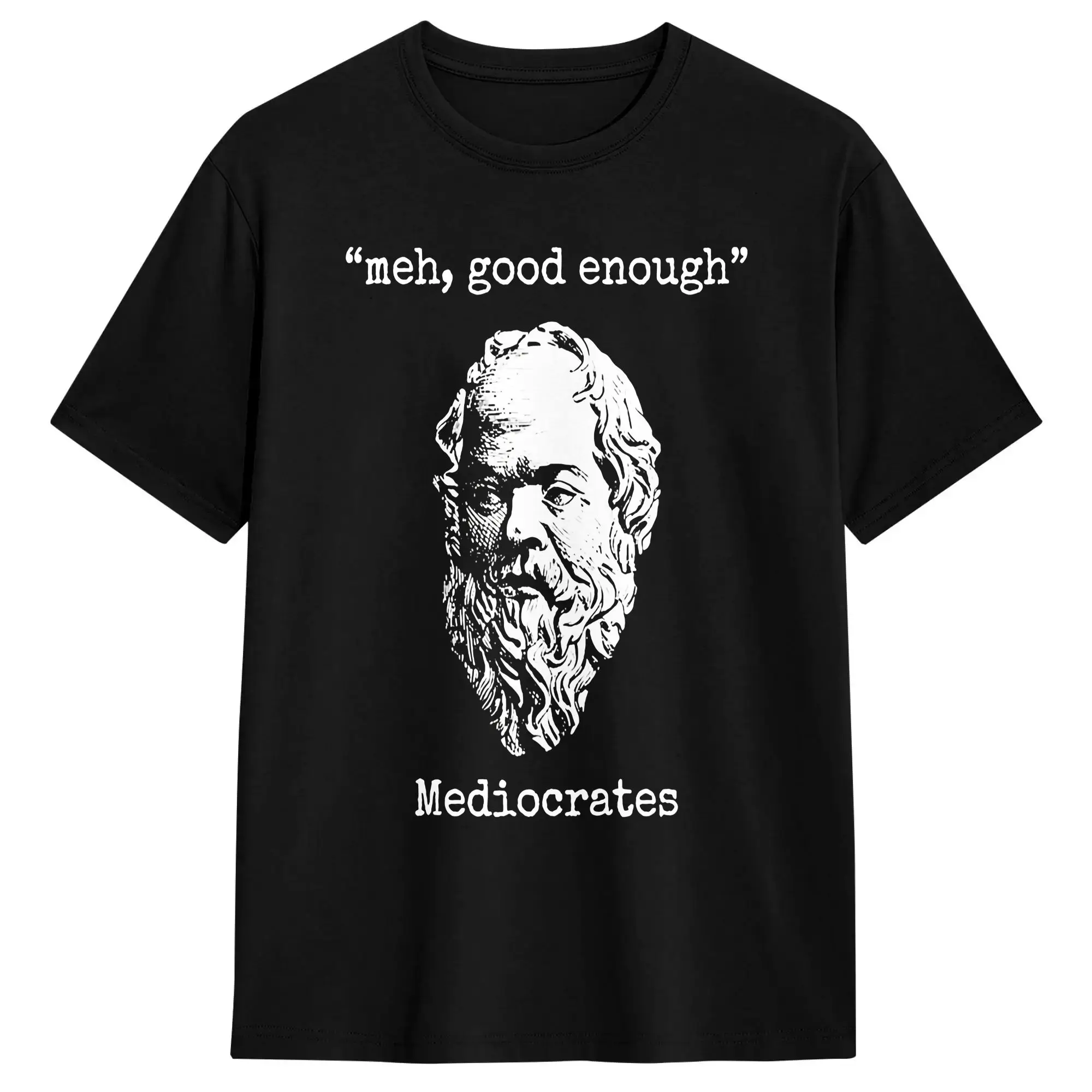 Harajuku T-Shirt Meh, Good Enough Mediocrates Lazy Logic Sloth Wisdom Pure Cotton T Shirts  Novelty Tshirt for Men Summer Tops