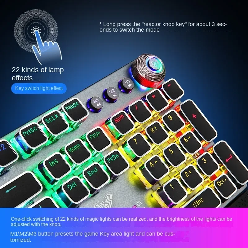 Coleção AliExpress F2088 Teclado mecânico para jogos, Anti-ghosting, 104 chapeamento, interruptor azul, com fio, teclado retroiluminado misto para jogos, laptop, PC