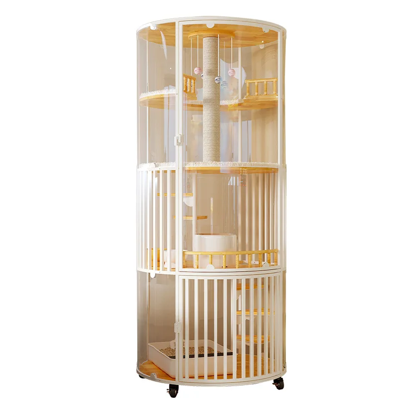 

Panoramic cat villa, household indoor cat cage, round