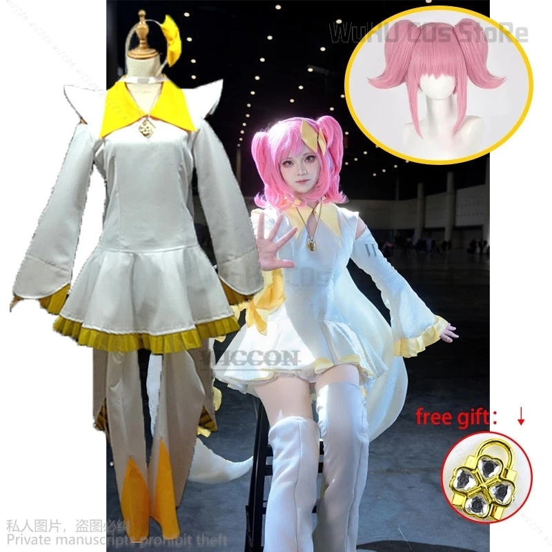 Hinamori Amu Cosplay Anime Shugo Chara Cosplay Costume Women Yellow Dress Lolita Cosplay Pink Wig two-ponytailed Roleplaying Cos