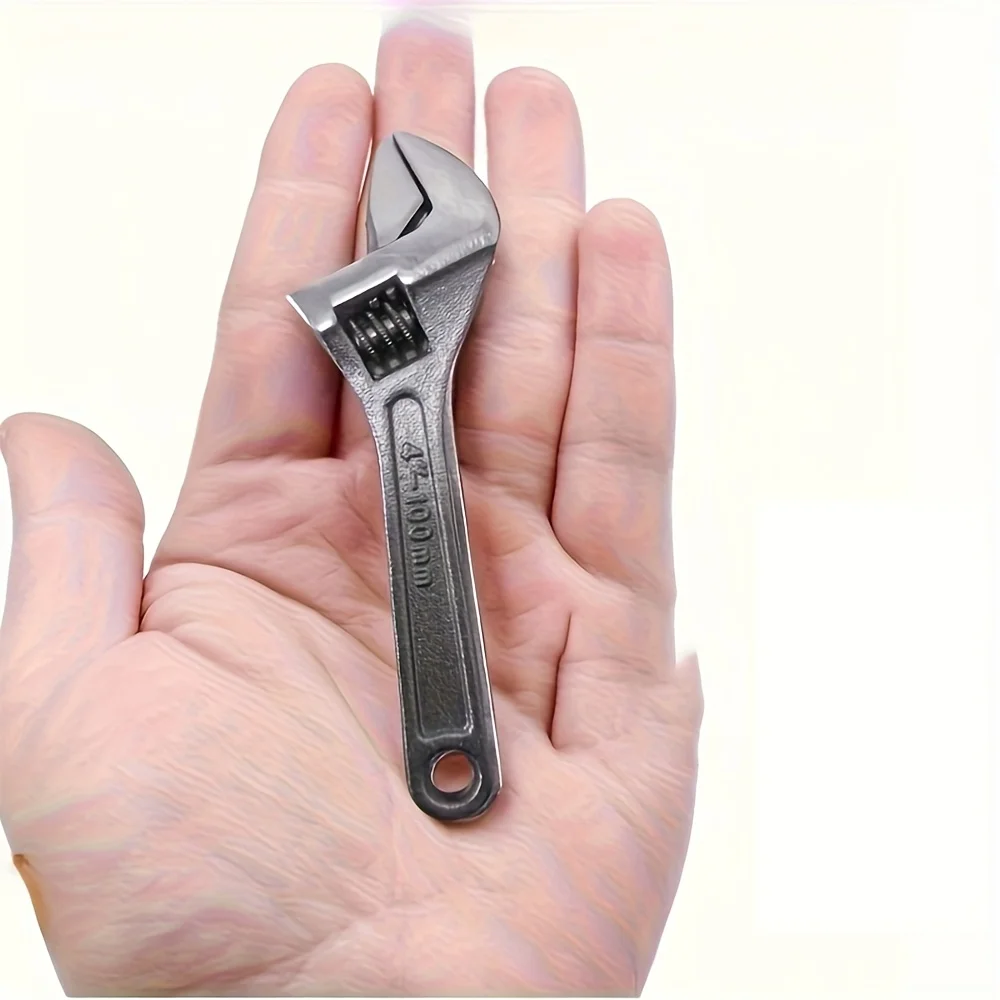 Mini 4 Inch Swivel Head Adjustable Wrench Keychain, Portable Spanner for Industrial & Bicycle Repair, with Keyring