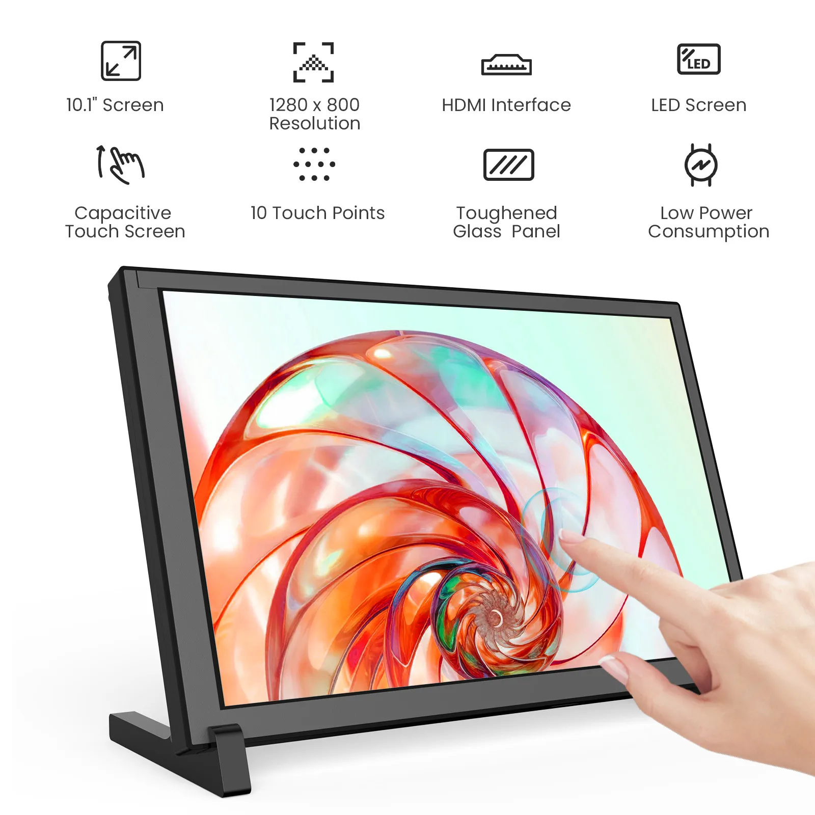 

10-дюймовый сенсорный монитор HDMI IPS 1280x800, 10-Punkt Steuerung для PS4/Switch/PC