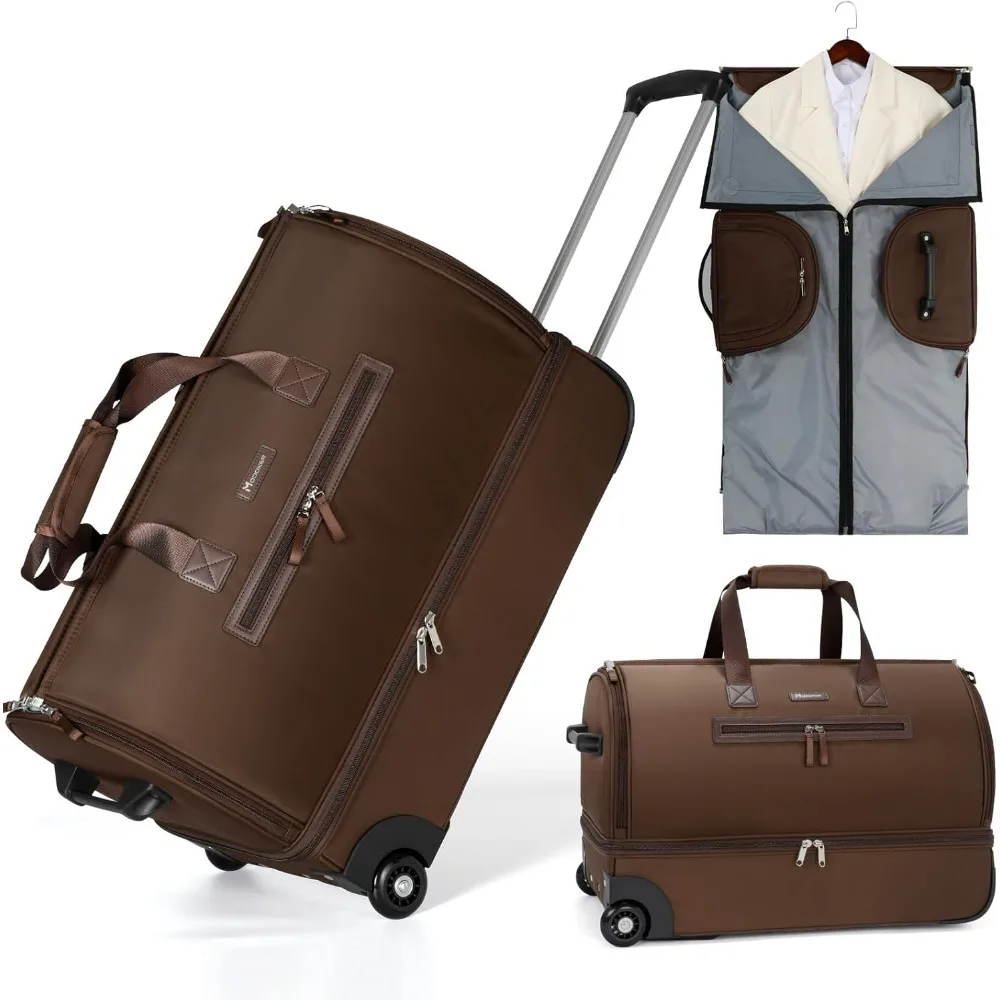 

Modoker Convertible Rolling Garment Bag for Travel, Suit Travel Bag with Trolley, Garment Duffel Bag with Wheels & Shoes Compart