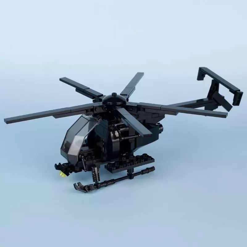 US Military AH-6 Little Bird Helicopter MOC Building Blocks Set, Educational DIY Assembly Toy Desktop Ornament Gift for Boys