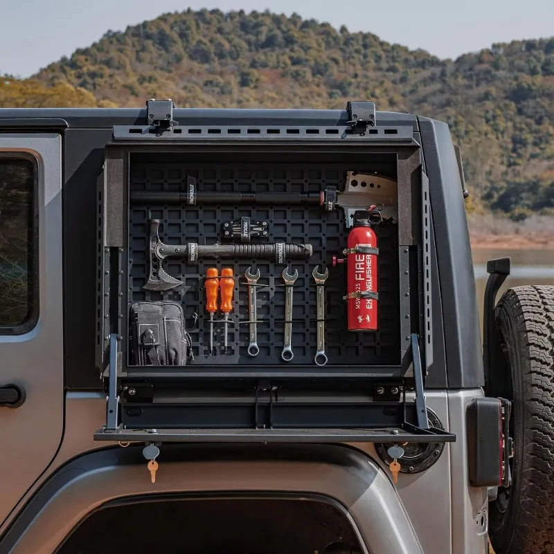 Tacmolle Left&Right SIde Rear Side Storage Box with Concealed Table for Jeep Wrangler JK