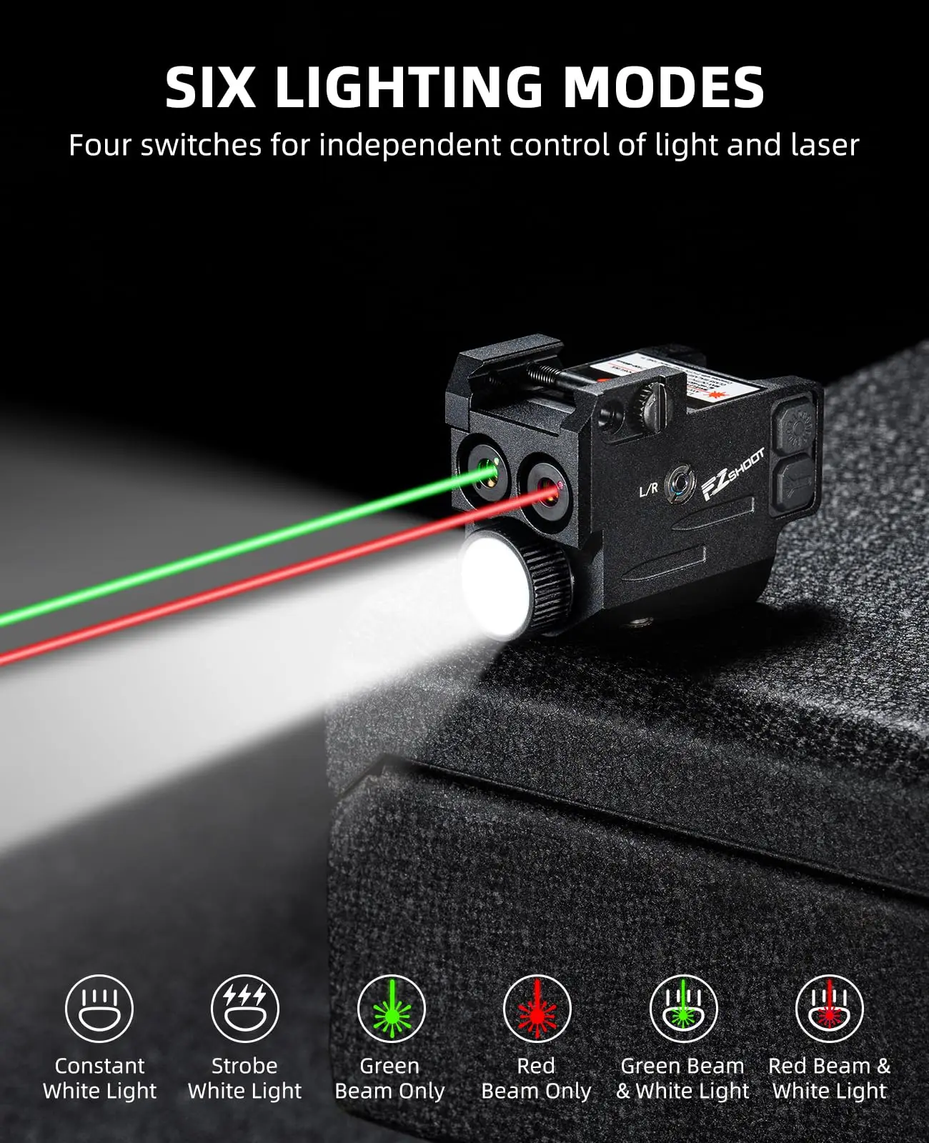 EZshoot-linterna táctica de 700 lúmenes, luz láser roja y verde, recargable para pistola, Compatible con Glock y riel Picatinny