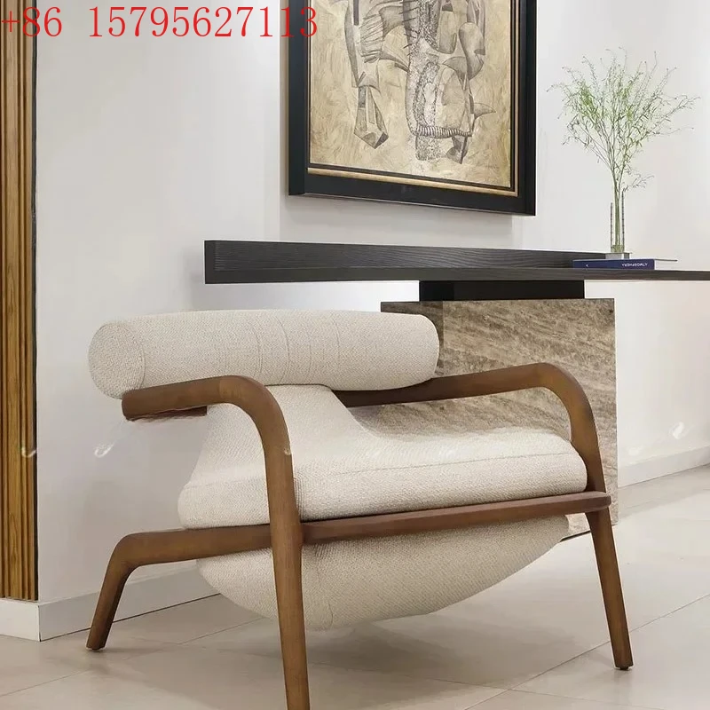 

A13 Medieval ash wood leisure chair living room creativity, armchair retro solid wood meeting guests to discuss sofa model room