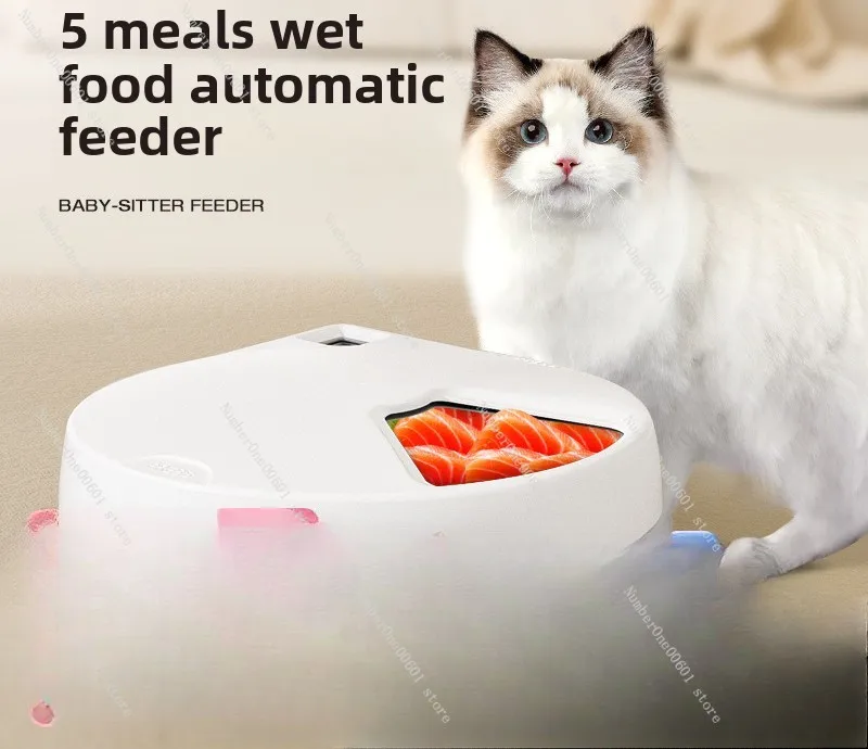 Timed Automatic Meal Feeder, Cat and Dog Wet Food, Cat Canned Raw Bone and Meat Preservation Pet Bowl