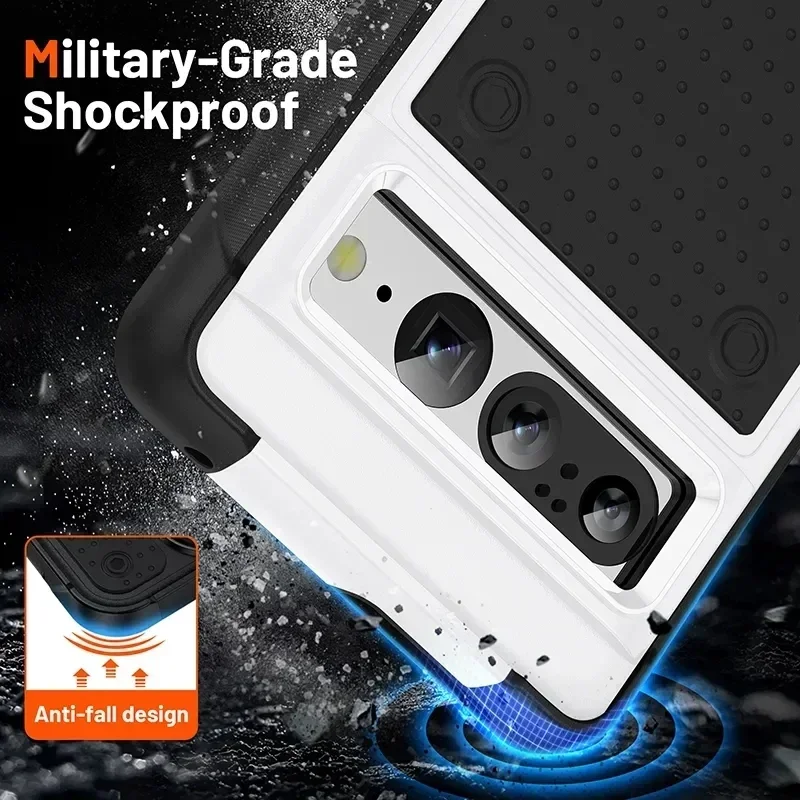 Hybrid Rugged Armor Bumper Shockproof Case For Pixel 7 8 Pro Pixel 7A Hard Plastic Frame TPU+PC Drop Soft Protection Back Cover