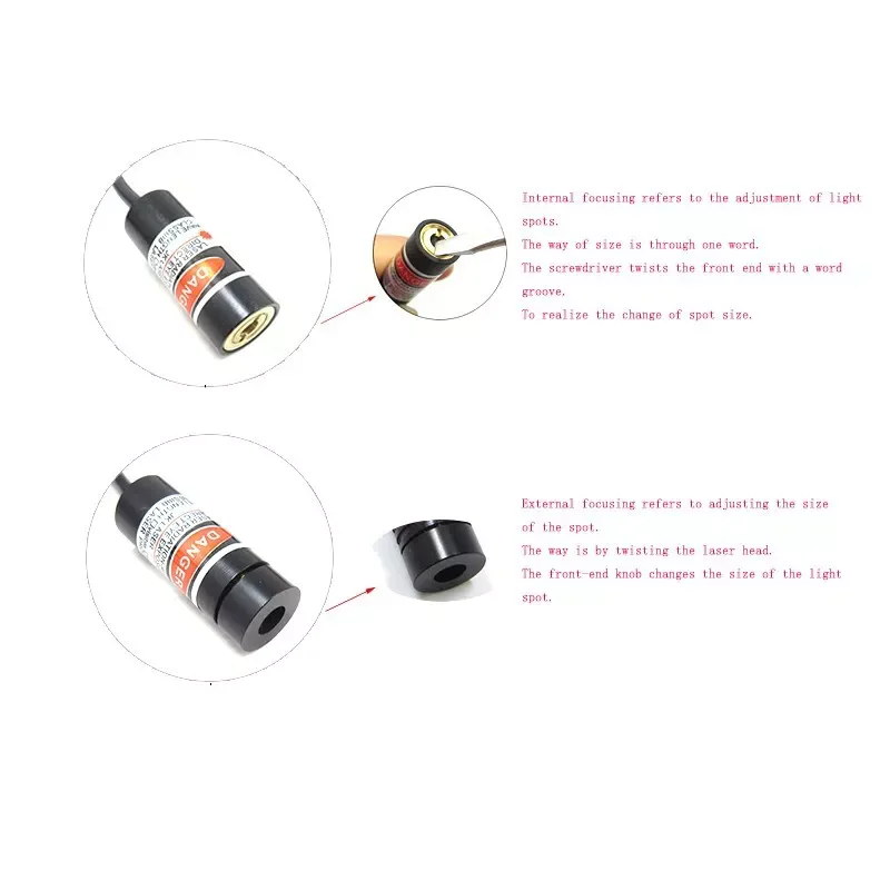 Modulo laser con messa a fuoco regolabile per macchina per marcatura laser rossa a punto 650nm 5mw φ10 * 30mm