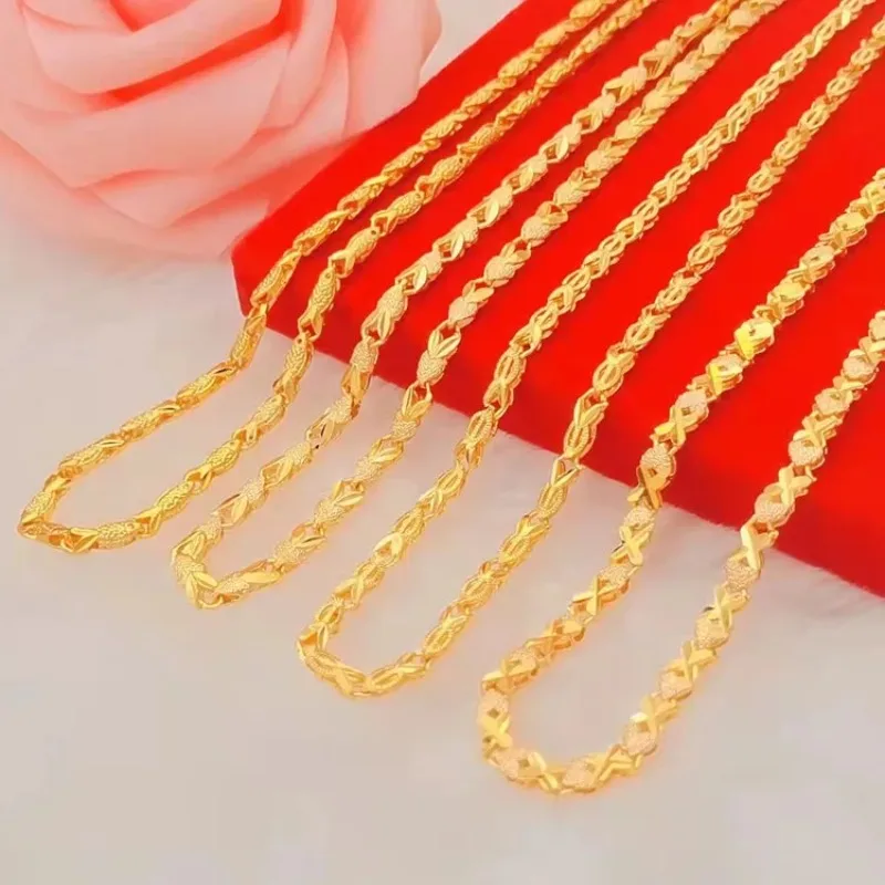 Cynlo Jewelry Women's 24K Gold AU999 Ethnic Necklace - Exquisite ethnic pattern, light texture, value-preserving, for linen outf