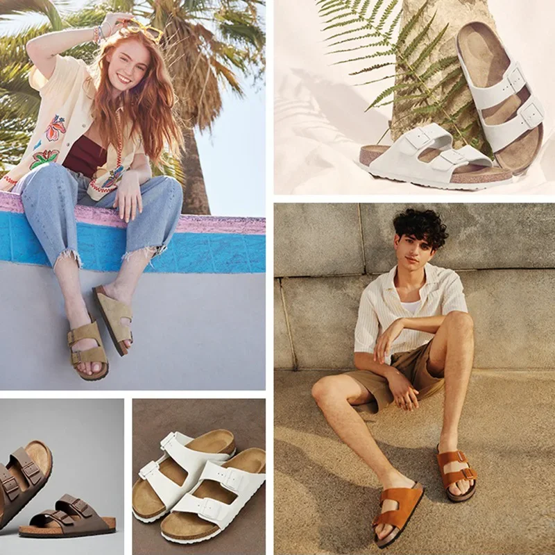 Birken-Zapatillas de corcho antideslizantes para hombre y mujer, chanclas de lujo con fondo interior, sandalias para la playa y el hogar