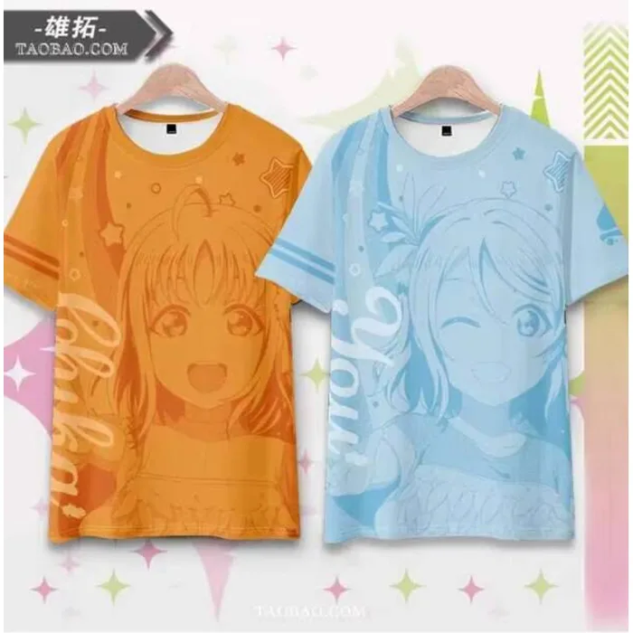 

Anime Lovelive Sunshine Aqours Short Sleeve T-Shirt Summer Cosplay Costume Casual Student Loose Tops Anime