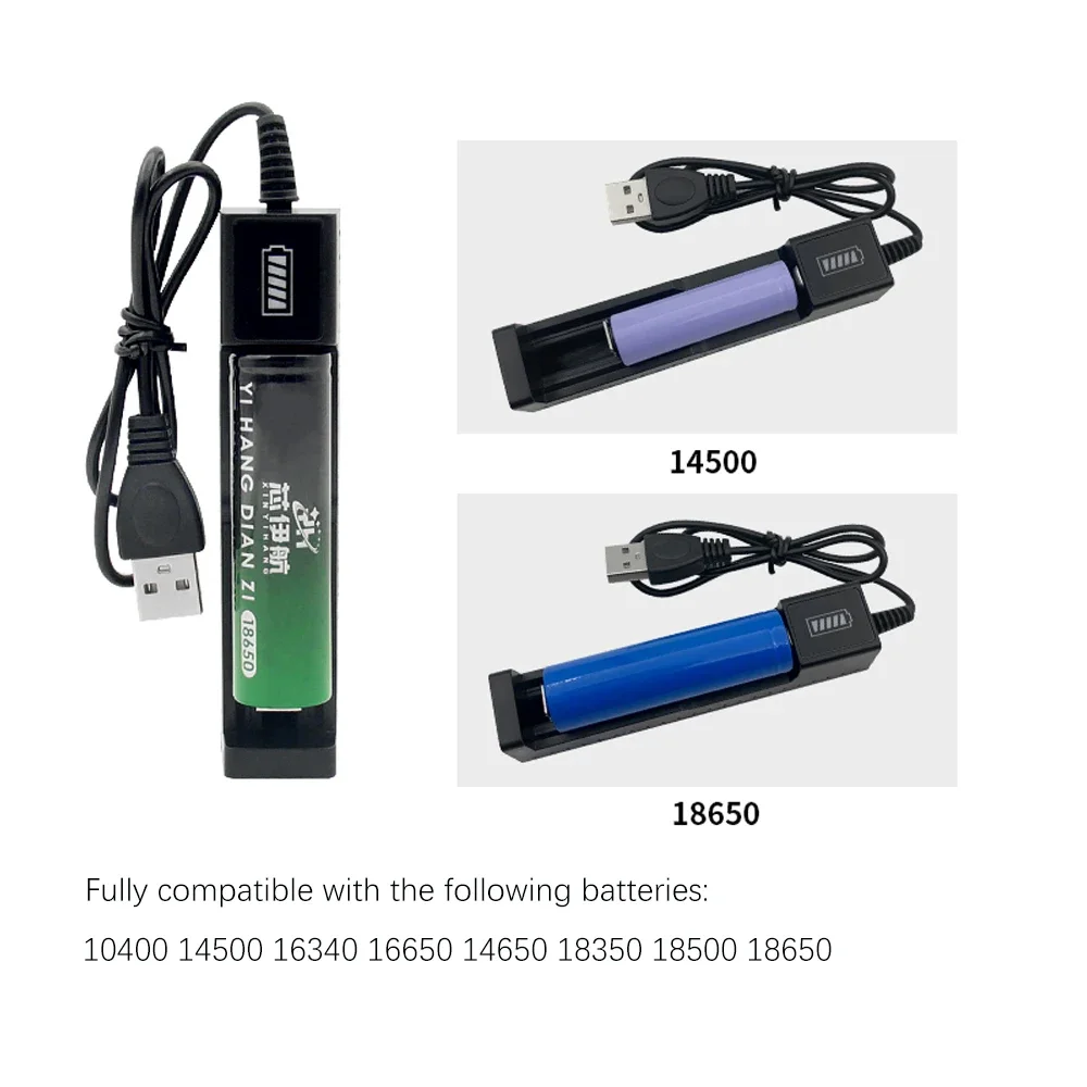 New Battery Charger USB 1 Slot Universal Smart Quick Charging Rechargeable Lithium Battery Charger For 14500 16340 26650 18500